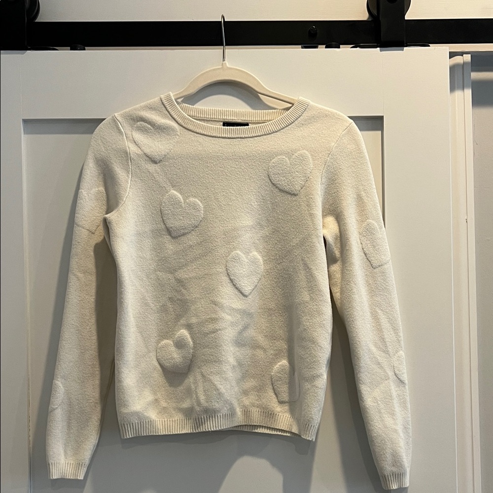Nicole Miller Cream Heart Sweater